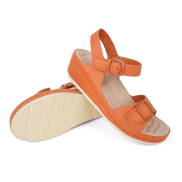 ORTOREX WOMEN ARCH SUPPORT WEDGE SANDALS COMFORTABLE WAKING SANDALS (8.5,BROWN)
