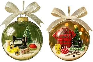 Holiday Sewing Snow Globe Ornament Antique Sewing Machine Christmas Tree Decoration With Retro Sewing Machine And Fabric Roll
