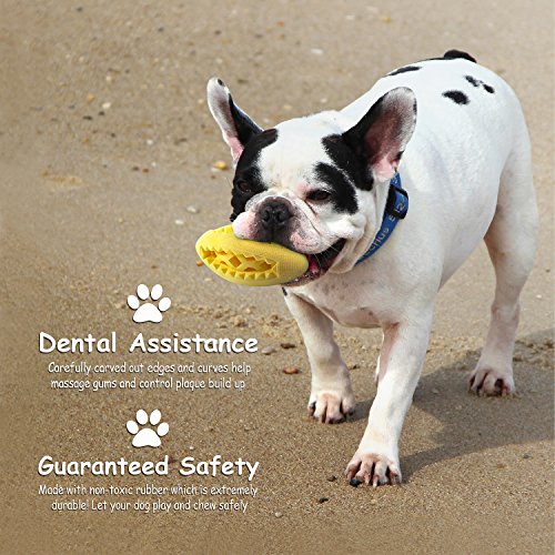 Fluffy Paws Soft Rubber Toy IQ Treat Chewing FeedBall for Dogs (Dental Treat and Bite Resistant) Durable Non-Toxic Strong Tooth Cleaning FootBall for Pet IQ Training/Chewing/Playing, Chew Toys,Yellow