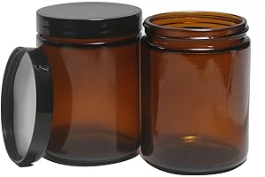 HORMERRY 8oz Glass Jars with Lids, 2 pack Jars Amber 250g Empty Round Cosmetic Containers for Sample, Powder,Body Butter,Cream, Lotion, Spice