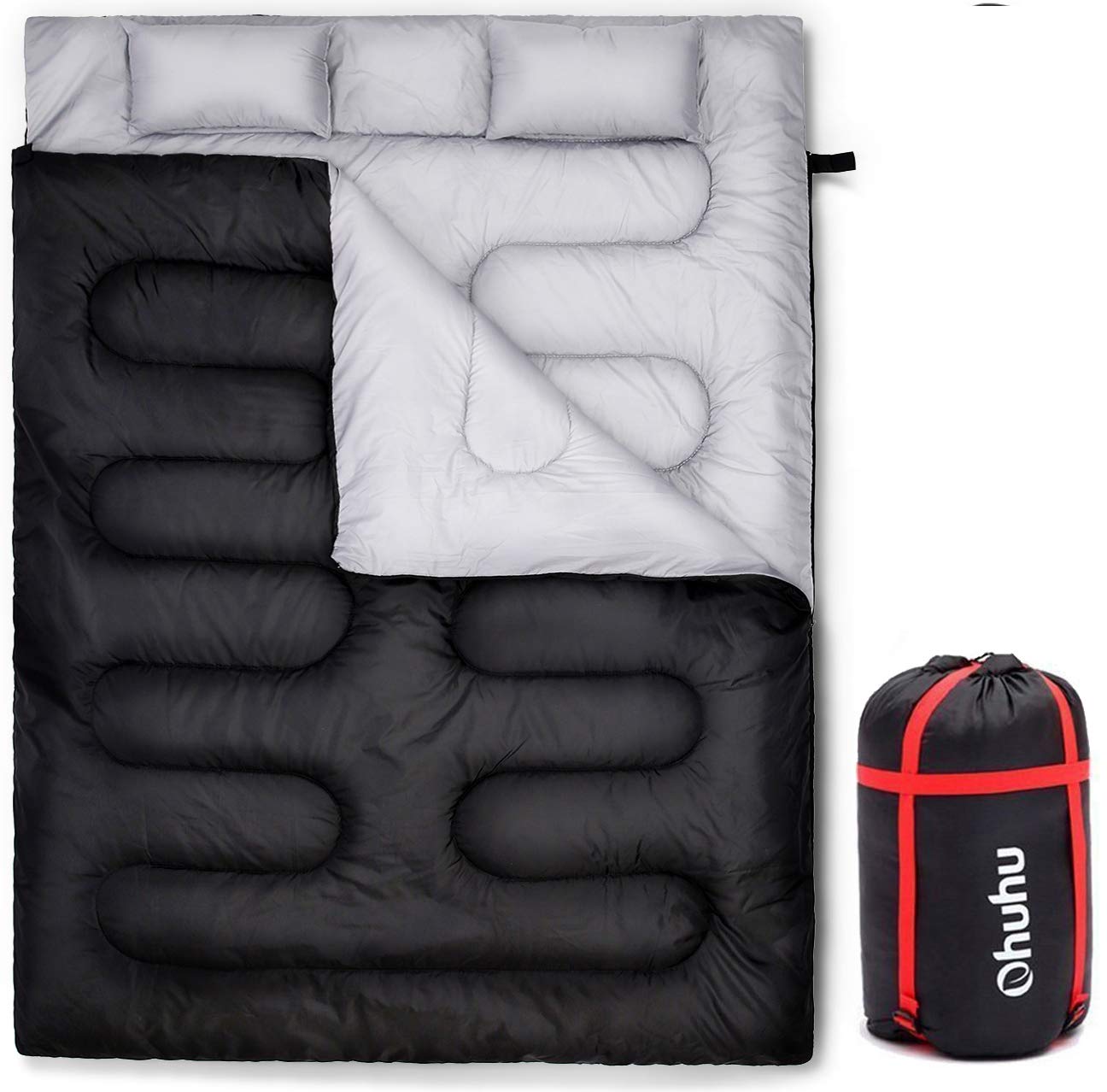 Ohuhu Double Thickened Sleeping Bag With 2 Pillow