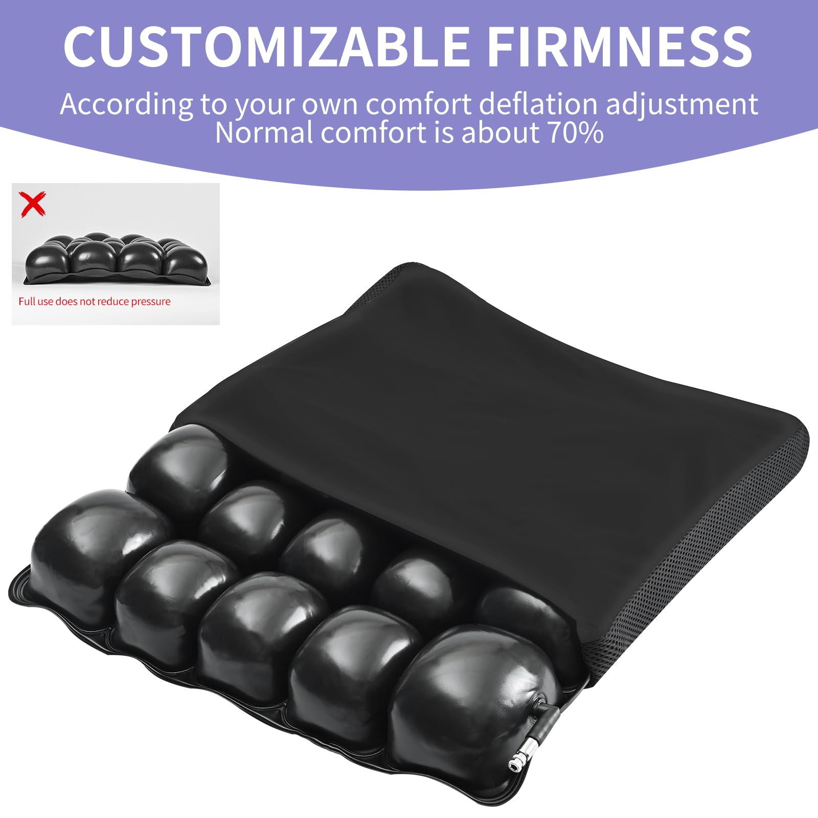 Cushions for Pressure Sores on Buttocks - 17 * 17Inches Wheelchair Cushion for Pressure Relief - Infaltable Air Seat Cushion for Senior