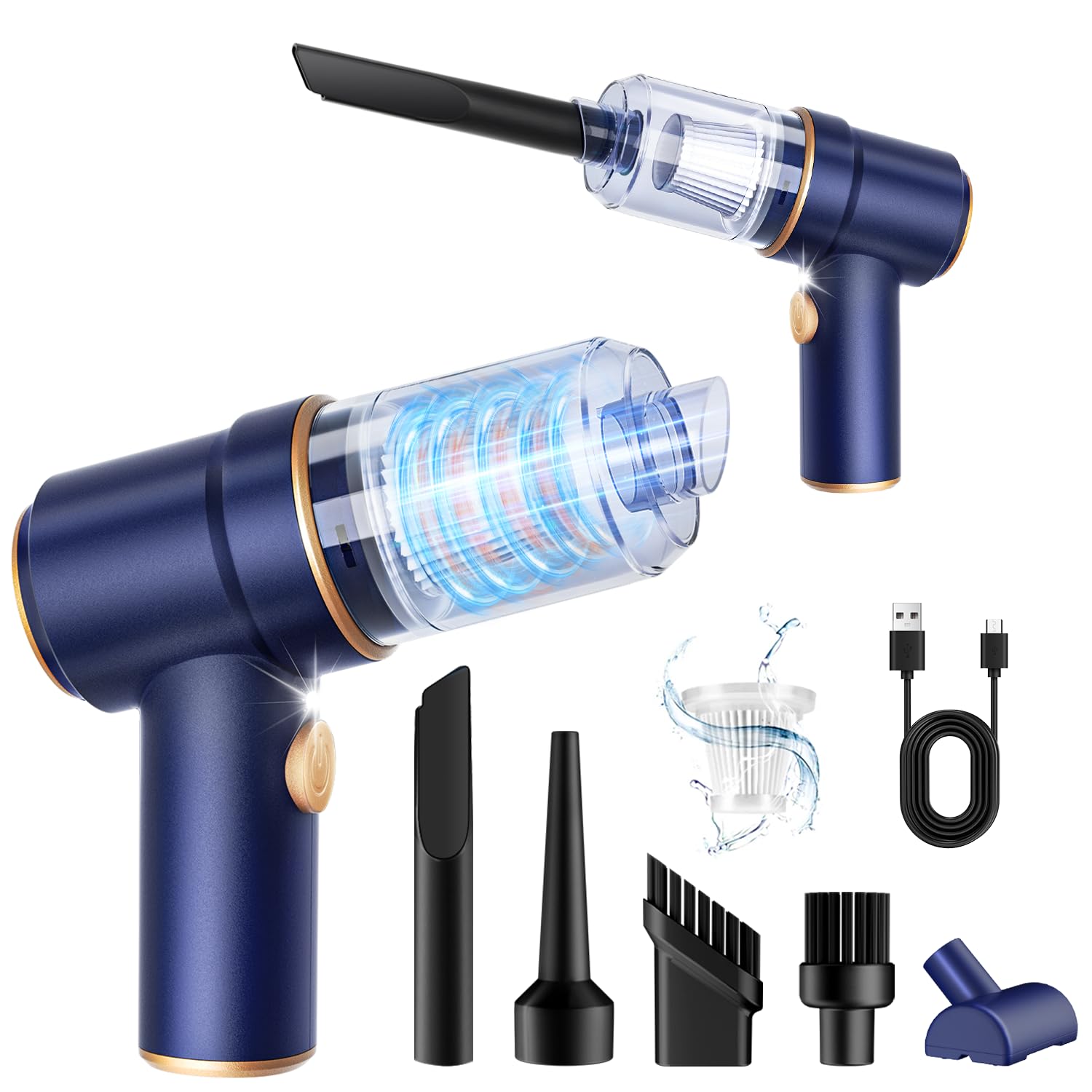 Photo 1 of KMM Handheld Car Vacuum Cleaner, 9000Pa Vacuum Cleaner and Air Duster, 120W High Power Hand Held Vacuum with LED Light and Multi-Nozzles for Car, Home, Office, Pet