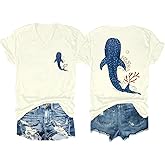 Shark Shirt V Neck Whale Shark Shirt Women Whale Ocean T-Shirt When You Go Through Deep Waters Christain Graphic Tees