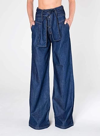 calça jeans cintura alta pantalona