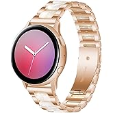 Gheper Resin Stainless Steel Watchband Compatible with Samsung Galaxy Watch 7 FE 6 5 4 Band 44mm 40mm/Watch Active 2/Active1 40mm/Watch 42mm/Watch 3 41mm Wristband 20MM Metal Replacement Strap