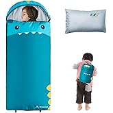 BISINNA Kids Sleeping Bag for Boys Girls with Pillow 3 Season Camping Sleeping Bag Portable for Children Hiking Backpacking Indoor Outdoor