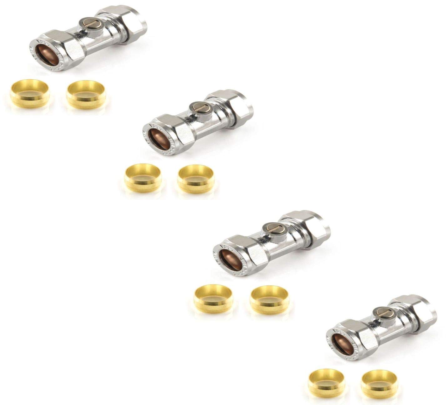 Isolating Valve 15mm Chrome + Extra Olive - 15mm Brass. Wärmer System PSW TRADE SUPPLIERS LTD (4)