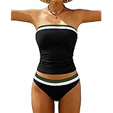 Jolefille Tankini Swimsuits for Women Two Piece Strapless Bandeau Bathing Suits Tops Full Coverage Modest Swim Suits 2026