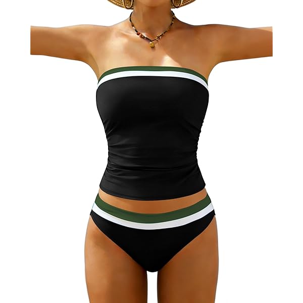 YanHoo 2 Piece Tankini Sets For Women 2025 Two Piece Bandeau Tankini - View #5