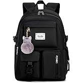 Teecho Cute Backpack for Girl Fashion Waterproof Daypack for Women Black