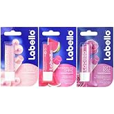 Labello Pearly Shine, Watermelon Shine, Soft Rose Lip Balm Bundle