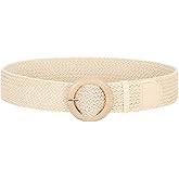 SUOSDEY Women Wide Braided Belt Rattan Waist Belt for Dress Pants Fashion Boho Belt Beige