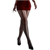 SHENHE Women's Sexy Sheer Vertical Striped Tights Fishnet Mesh Stockings Pantyhose