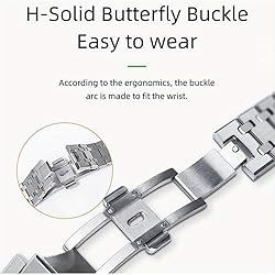 HJHYUL 44mm All Stainless Steel Watch Bezel & Band