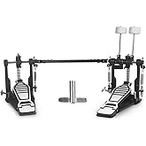 Seteol Double Kick Bass Drum Pedal, Heavy-Duty Double Kick Pedal with Twin Chain Drive Percussion Hardware & 4-Sided Beater H