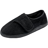 Git-up Men Memory Foam Diabetic Slippers Adjustable Arthritis Edema Swollen Feet Wide House Shoes Comfy Soft Non-Slip Plus Size Indoor Outdoor Slipper