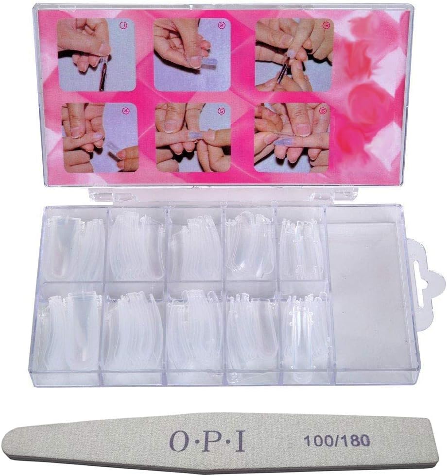 100PCS Dual Nail Forms Acrylic Nail System Forms Full Cover Polygel Uv Gel Nail tips Clear Fake Nail Molds 10 Size With Scale