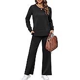 XIEERDUO Women's 2 Piece Lounge Sets Side Slit Outfits Wide Leg Tracksuit Comfy Loungewear Fashion Sweatsuit S-3XL