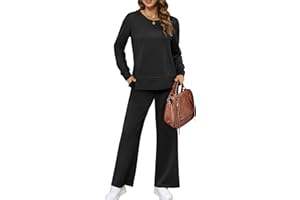XIEERDUO Women's 2 Piece Lounge Sets Side Slit Outfits Wide Leg Tracksuit Comfy Loungewear Fashion Sweatsuit S-3XL