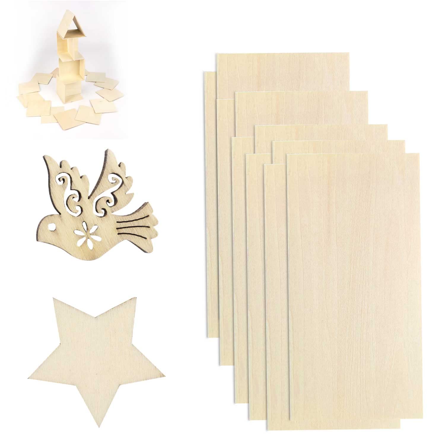 SJUNJIE 20 Pcs Plywood Sheets 100 * 200 * 2mm Balsa Wood Sheets MDF Board Sheets Unfinished Wood Board Perfect for Laser Cutting Painting Modelling Engraving Fretwork Pyrography