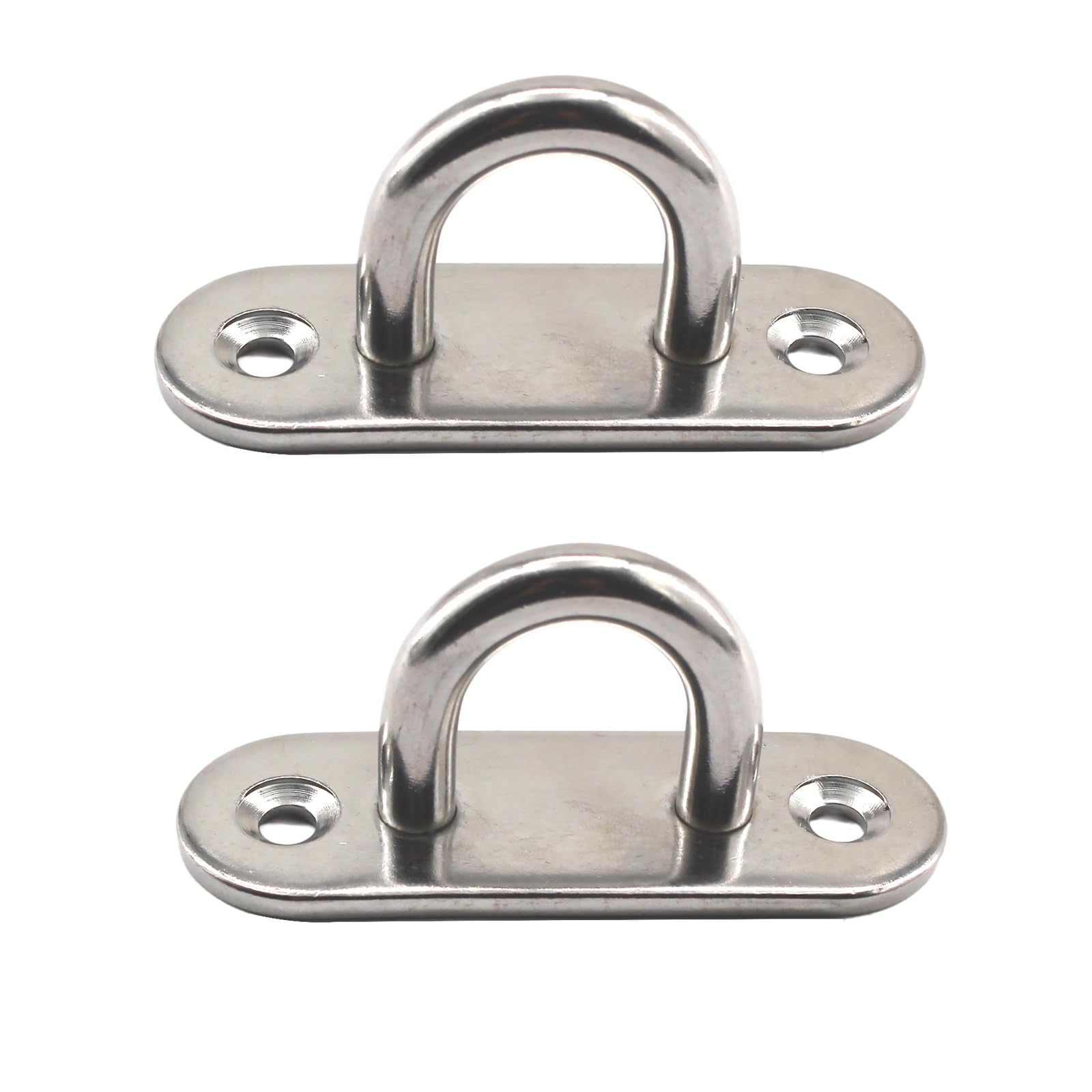 Paraphee 2Pcs M10 304 Stainless Steel Oblong Pad Eye Plate Hook Heavy Duty Ring Hook for Marine Deck Wall Ceiling
