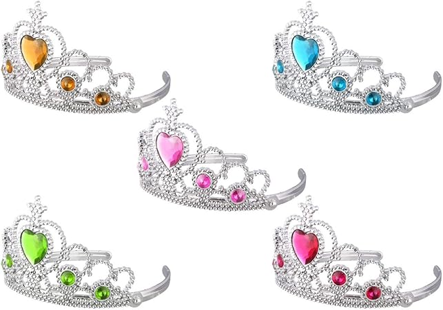 Amazon Toymytoy 子供 ティアラ カチューシャ アクセサリー 王冠 髪飾り パーティー アクセサリー 5個セット バラ色 ライトブルーライトグリーンローズレッドピンクイエロー ヘアアクセサリー おもちゃ