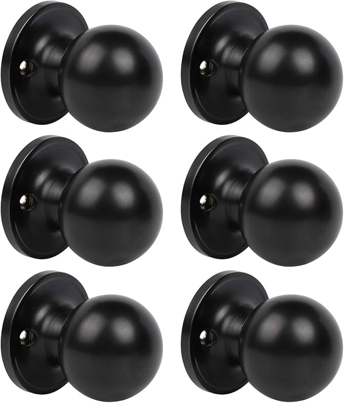 Dummy Door Knob Bronze Closet Door Knob 6 Pack, Reversible for Left or