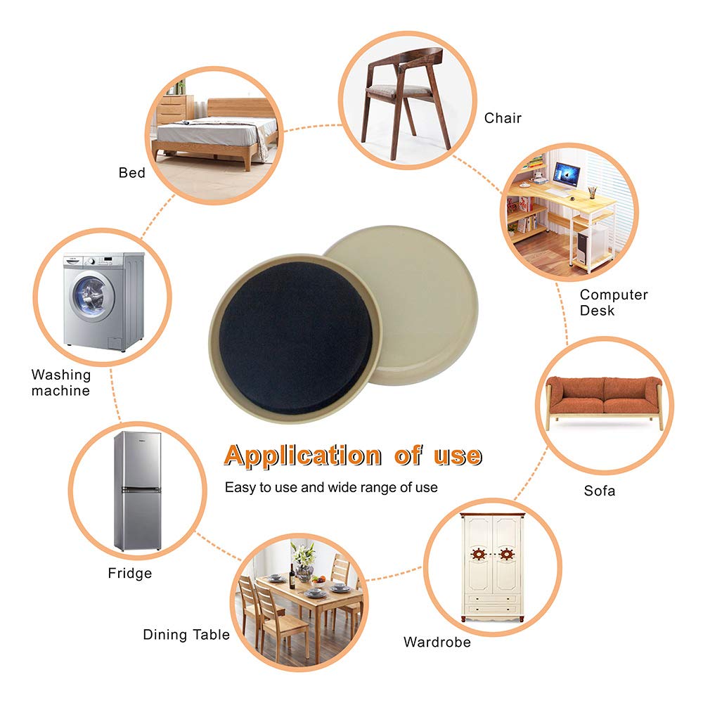 16 PACK Moving Furniture Sliders - Carpet Sliders Pads, Reusable Heavy Furniture Movers Sliders, Furniture Flooring Coaster, Round Carpet Furniture Mover for Carpeted Surfaces, Reusable Pads for Moving Heavy Furniture 3-1/2\