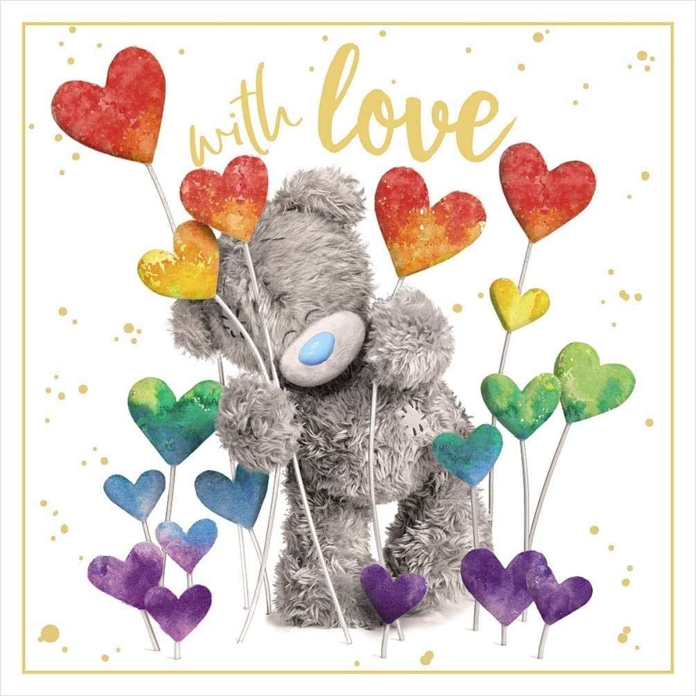 Me to You Bear With Love Rainbow Hearts Card, Mixed,Size:6x6,ALV93039