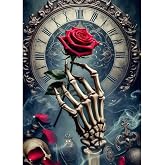 DIADAY 5D Diamond Painting Kits for Adults Skull, Gothic Diamond Art Kits for Adults, Full Drill Round Gem DIY Diamond Arts and Crafts Home Wall Decor Gift 12 x 16 Inches