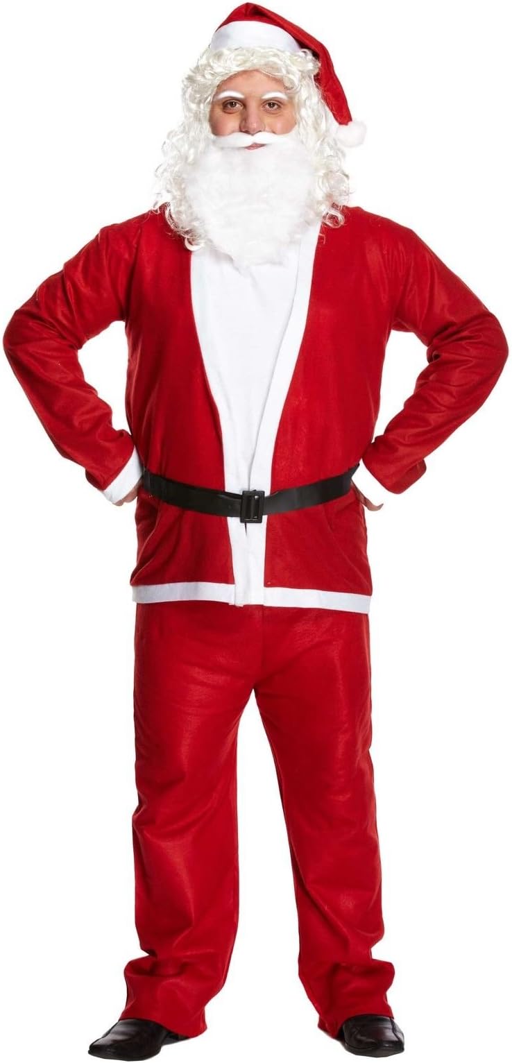 Father Christmas Xmas Dress UP Adult Santa Suit 5 Pcs Red & White Fancy Dress Item Code: W00443 New by Wiked Fun