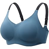 COMFELIE Women No Underwire Bra Comfy Seamless Bras Full Coverage Mesh Bralette with Adjustable Contrast Color Strap S-4XL