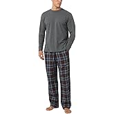LAPASA Men's Pajama Set 100% Cotton Flannel Top Long Sleeve & Bottom Pants Plaid Sleepwear PJ Sleepwear Lounge Comfy M79/M95