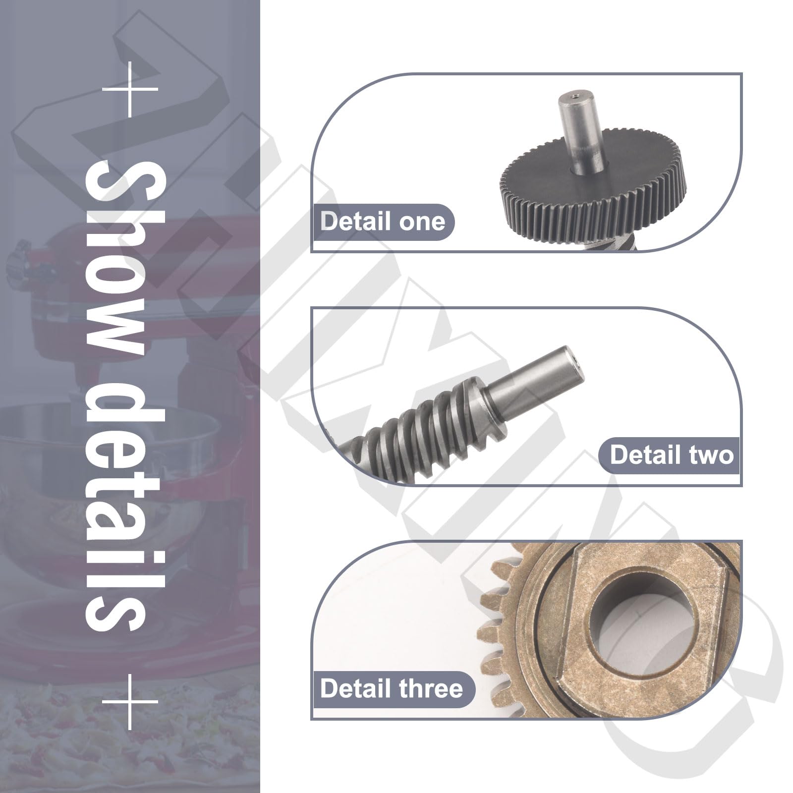 Worm Gear Kit 9706529, 9709511, 9703337, 9709231 Compatible With Whirlpool/KitchenAid 5QT & 6QT Stand Mixer with Worm Gear, Food Grade Grease, Retaining Ring Pliers, Mixer Bevel Gear Kit etc