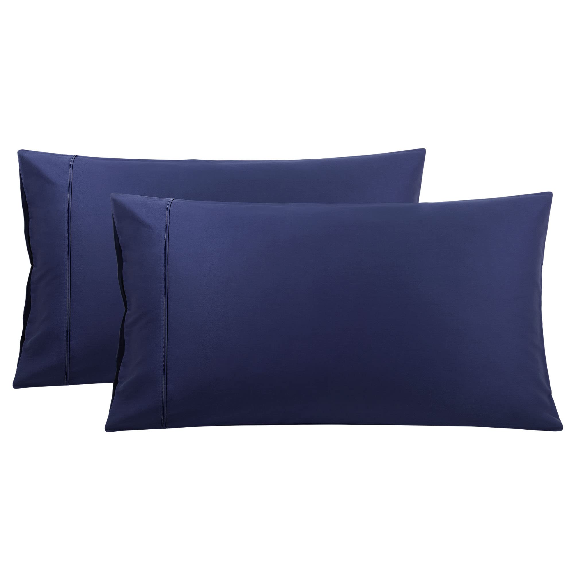 PiccoCasa Pillowcases 2 Pack Cotton Pillow Cases with Zipper Closure Soft & Comfortable Pillow Cases 50x90cm Navy Blue