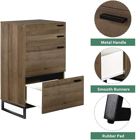 Baño 93 x 53 x 42cm GOTOTOP Gabinete de Almacenamiento con 4 Cajones