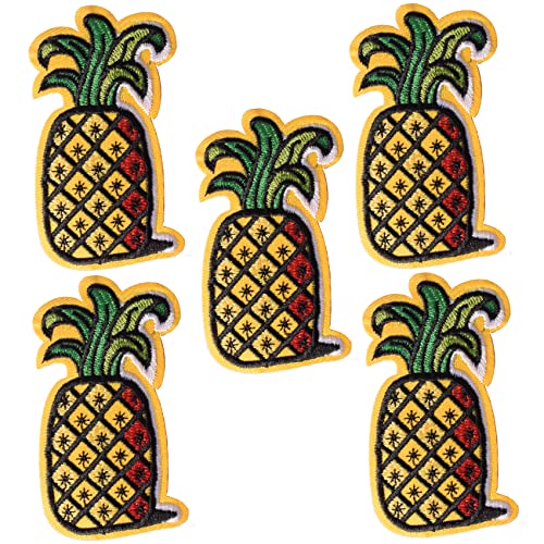 GYGYL 5pcs Fruit Pineapple Embroidered Patches, DIY Sew Applique Repair Patch, Sew On/Iron On Patch for Jackets, Jeans, Pants,Backpacks, Clothes