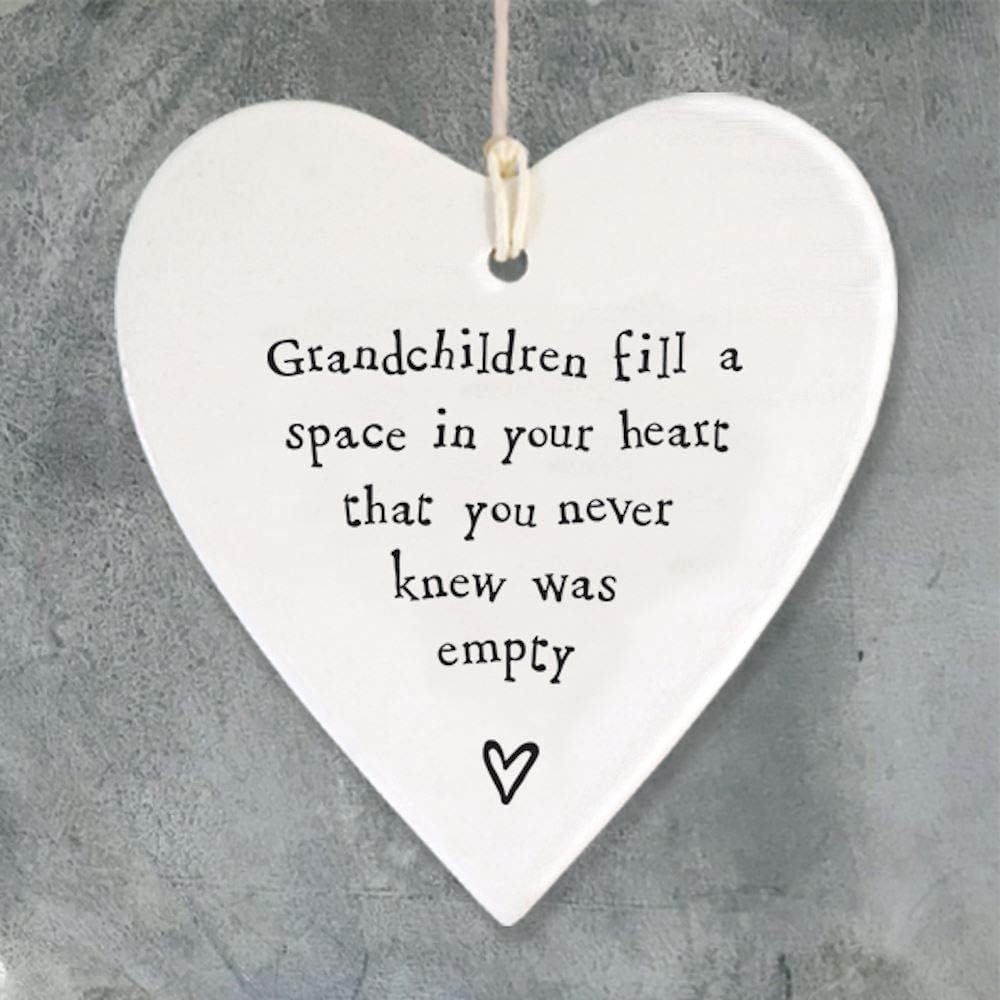 East of India - Porcelain Hanging Heart - "Grandchildren fill a space in your heart that you never knew was empty" - Image 4