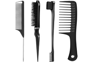 SWEET VIEW Hair Styling Set - Edge Brush, Bristle Brush, Rat Tail Comb, Wide Tooth Comb for Slick Baby Hair and Flyaways