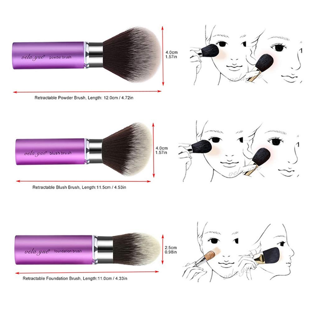 Retractable Face Kabuki Brush Round Powder Makeup Brushes: Beauty