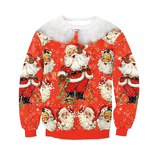 Christmas Men Santa Claus 3D Printed Funny Holiday Sweatshirt Party Long Sleeve Ugly Shirts M