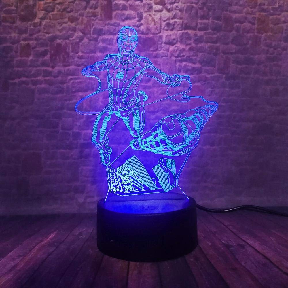 Novedad Marvel Avengers Figura Superheroe De Dibujos Animados Spiderman Iron Man Lampara De Mesa 3d Luz Nocturna De Humor Led Usb Regalo Para Ninos Juguetes Para Bebes Touch One 7 Color Usb