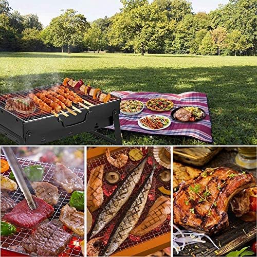Uten Barbecue Portable en Acier Inoxydable à Charbon de Bois pour Barbecue ou Camping - Petit - Noir