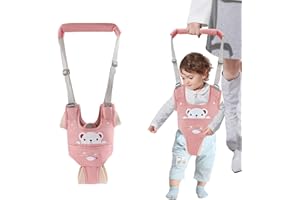 Huifen Baby Walking Harness, Handheld Kids Walker Helper with Detachable Crotch Adjustable Walker Harness Assistant Belt Baby Learning Walk Toddler Infant Walker 9-24 Months (Pink)