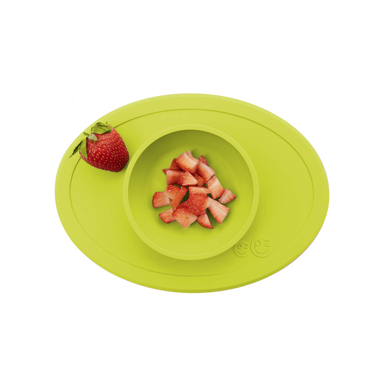 ezpz Tiny Bowl (Lime) - 100% Silicone Suction Bowl with Built-in Placemat for First Foods + Baby Led Weaning - Fits on All Highchair Trays - 4 Months+