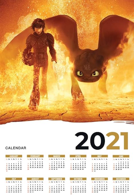 Amazon Com How To Train Your Dragon The Hidden Calendar 2021 Movie Poster Wall Decor 17 X 25 Home Kitchen