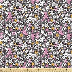 Ambesonne Cartoon Fabric by The Yard, Kawaii