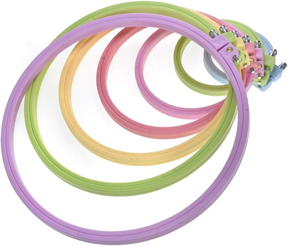 Hankyky Embroidery Hoops Round Plastic Cross Stitch Hoop Ring Circle for Child's Art Craft Sewing Hang Decoration