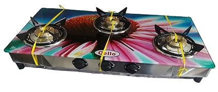 CELLO 3 Burner Digital Toughened Glass Top Gas Stove (Aura)